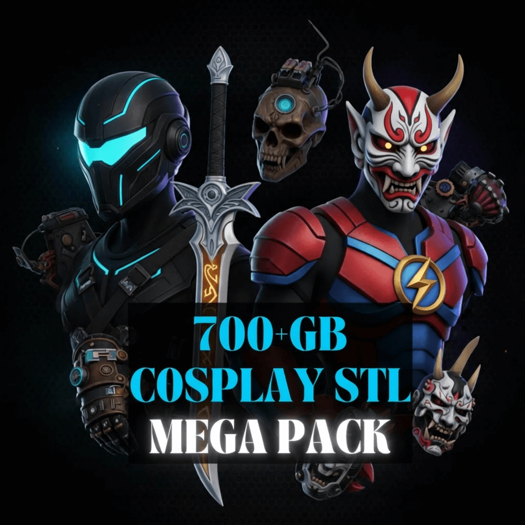 700GB Wearable Cosplay STL Mega Pack Armor, Helmets, Weapons & Props